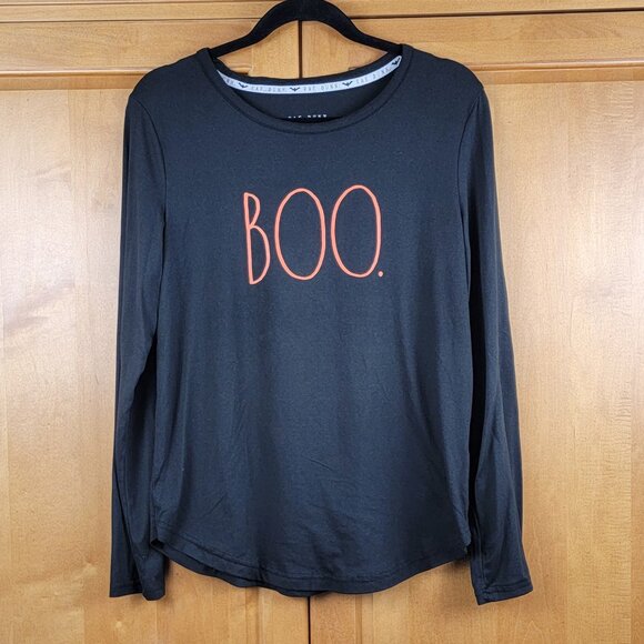 Rae Dunn Tops - Rae Dunn Black Orange Boo Long Sleeved Tee - M